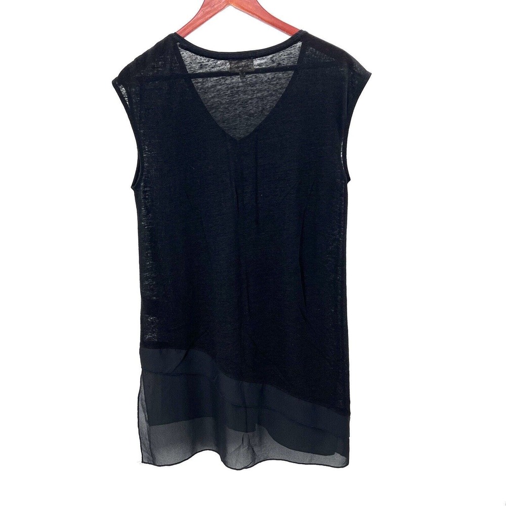 Anthropologie Deletta Black Linen Cap Sleeve Long Tunic Top - Picture 4 of 6
